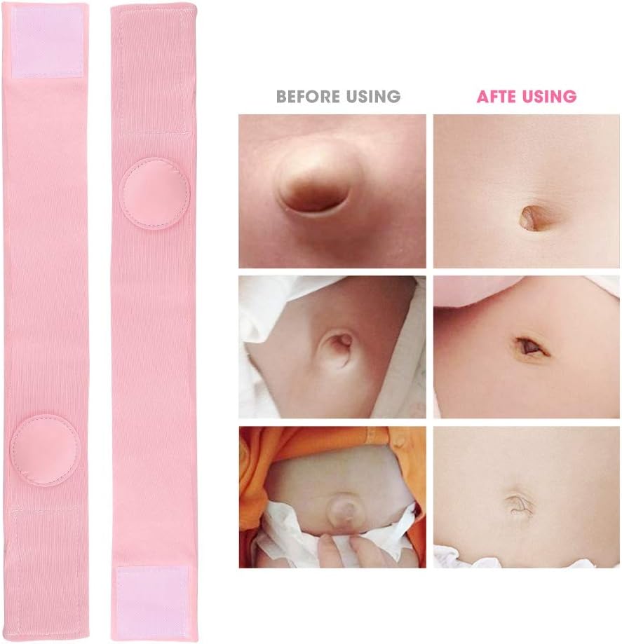 Wchiuoe Umbilical Hernia Belt, Baby Belly Button Band, 2pcs Children Infant Baby Umbilical Hernia Belt, Infant Abdominal Binder, Adjustable Baby Navel Truss Support Abdominal Belt (Pink) - Image 4